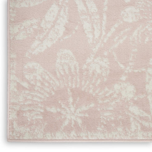 8' X 12' Pink and Ivory Floral Distressed Non Skid Area Rug