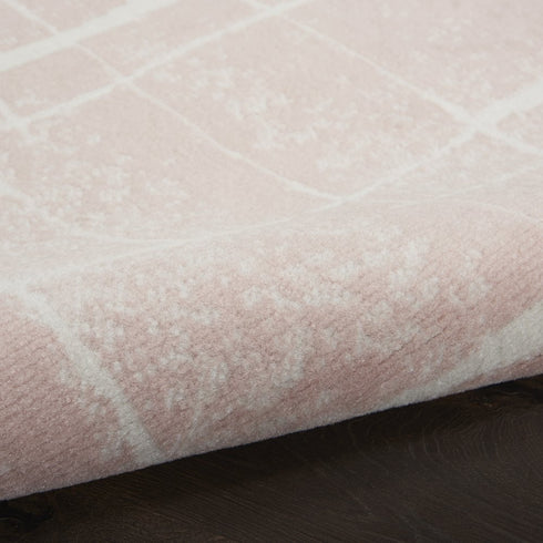 8' X 10' Pink And Ivory Abstract Distressed Area Rug