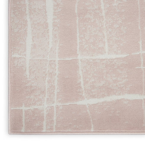8' X 10' Pink And Ivory Abstract Distressed Area Rug