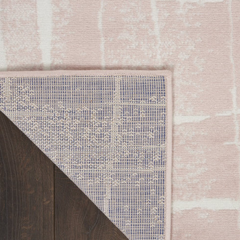 8' X 10' Pink And Ivory Abstract Distressed Area Rug