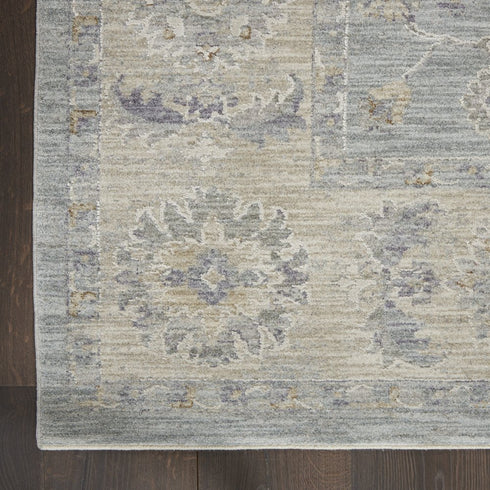 8' X 10' Teal and Ivory Floral Power Loom Area Rug
