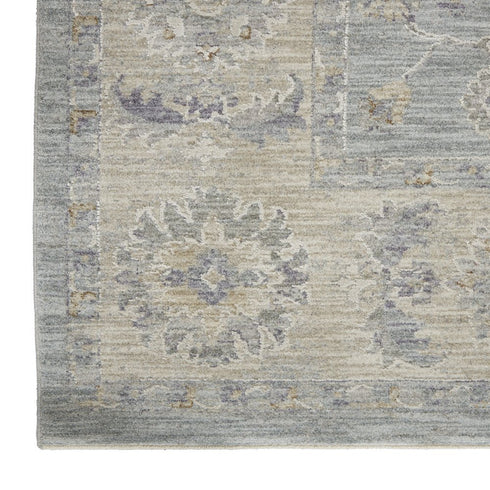 8' X 10' Teal and Ivory Floral Power Loom Area Rug