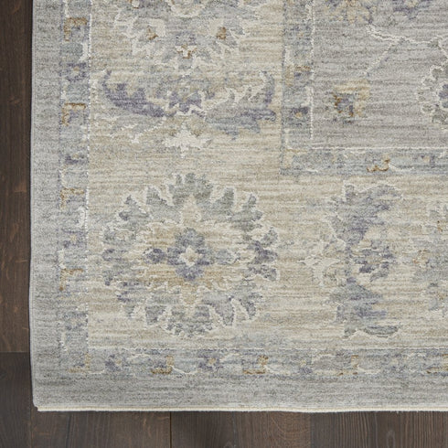 8' X 10' Ivory and Gray Floral Power Loom Area Rug