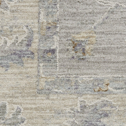 8' X 10' Ivory and Gray Floral Power Loom Area Rug