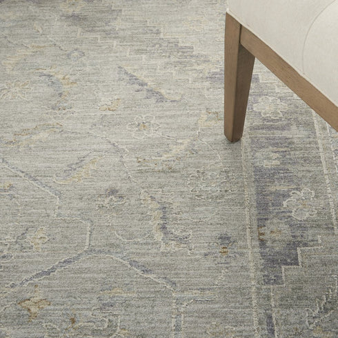 8' X 10' Ivory and Gray Floral Power Loom Area Rug