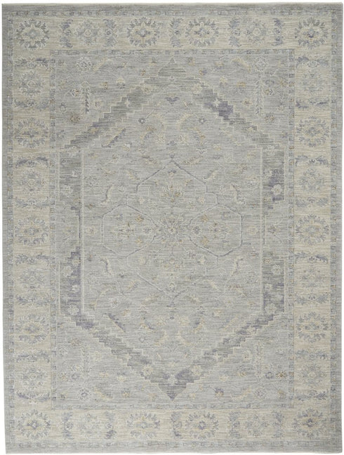 8' X 10' Ivory and Gray Floral Power Loom Area Rug