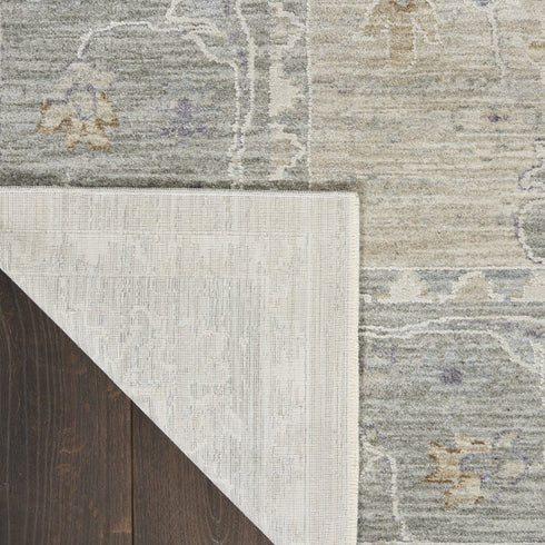 8' X 10' Ivory and Gray Floral Power Loom Area Rug