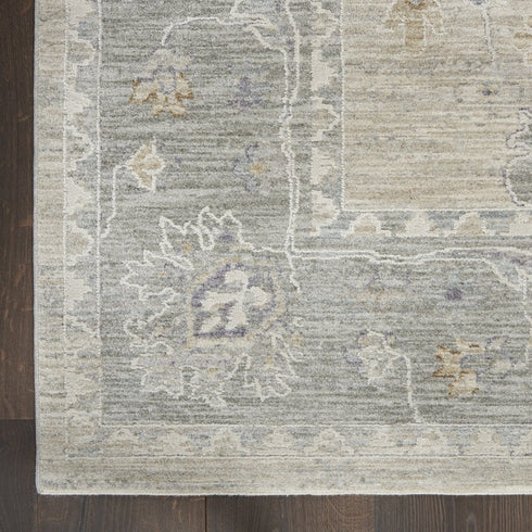 8' X 10' Ivory and Gray Floral Power Loom Area Rug