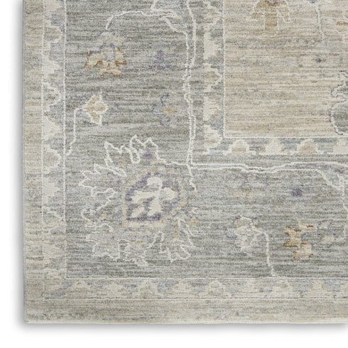 8' X 10' Ivory and Gray Floral Power Loom Area Rug