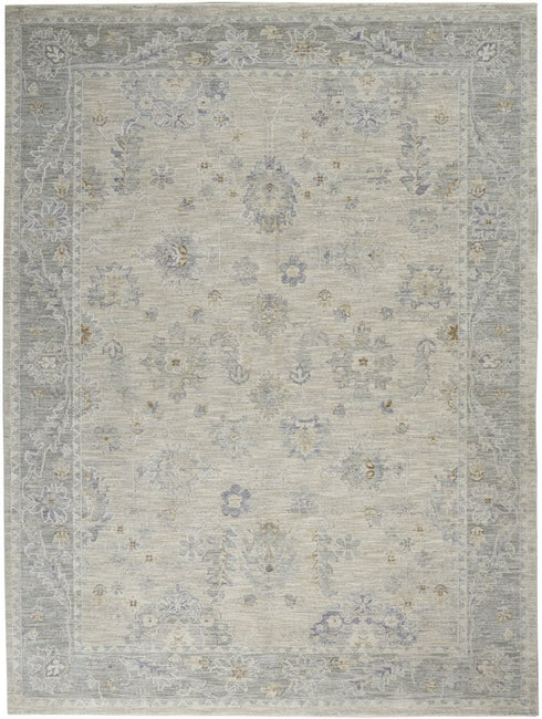 8' X 10' Ivory and Gray Floral Power Loom Area Rug