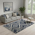 5' X 8' Denim Blue And Ivory Geometric Shag Non Skid Area Rug