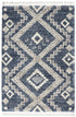 5' X 8' Denim Blue And Ivory Geometric Shag Non Skid Area Rug