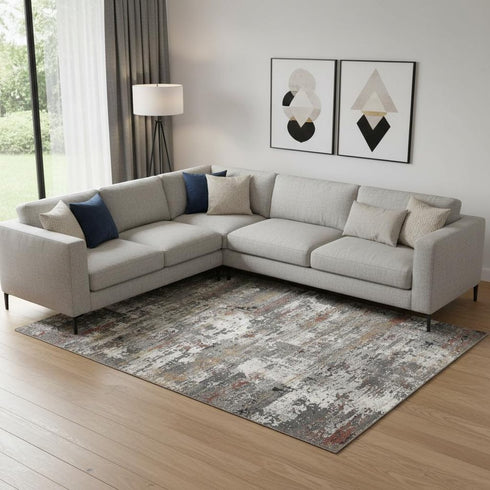 8' X 10' Gray Abstract Area Rug