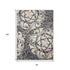 8' X 11' Ivory Charcoal and Gray Floral Distressed Non Skid Area Rug
