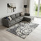 8' X 11' Ivory Charcoal and Gray Floral Distressed Non Skid Area Rug
