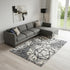 8' X 11' Ivory Charcoal and Gray Floral Distressed Non Skid Area Rug