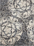 8' X 11' Ivory Charcoal and Gray Floral Distressed Non Skid Area Rug