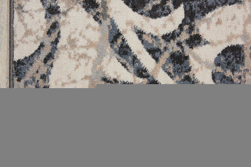 8' X 11' Ivory Charcoal and Gray Floral Distressed Non Skid Area Rug
