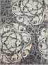 8' X 11' Ivory Charcoal and Gray Floral Distressed Non Skid Area Rug