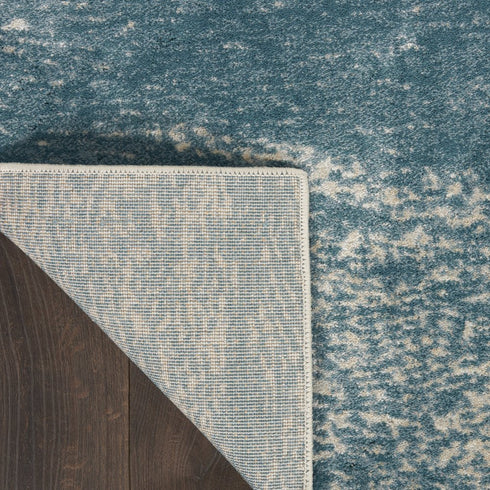 8' X 11' Ivory and Teal Blue Abstract Non Skid Area Rug