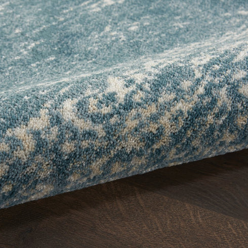8' X 11' Ivory and Teal Blue Abstract Non Skid Area Rug