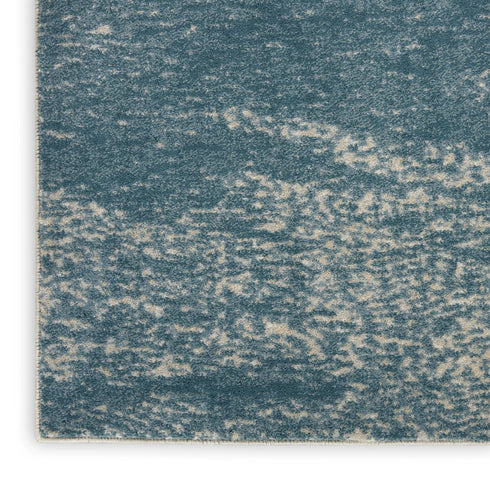 8' X 11' Ivory and Teal Blue Abstract Non Skid Area Rug