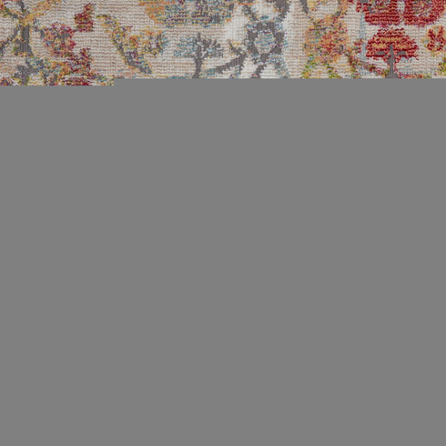 5' X 8' Ivory Gray and Orange Floral Distressed Non Skid Area Rug