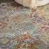 5' X 8' Ivory Gray and Orange Floral Distressed Non Skid Area Rug