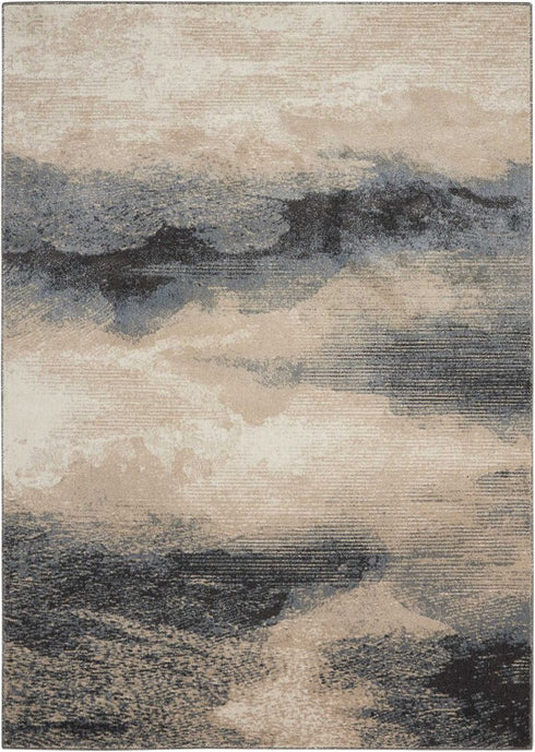 9' X 13' Gray Black and Beige Abstract Non Skid Area Rug