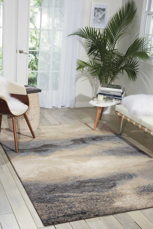9' X 13' Gray Black and Beige Abstract Non Skid Area Rug