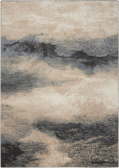 9' X 13' Gray Black and Beige Abstract Non Skid Area Rug