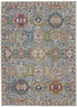 5' X 8' Blue Gray and Green Floral Distressed Non Skid Area Rug