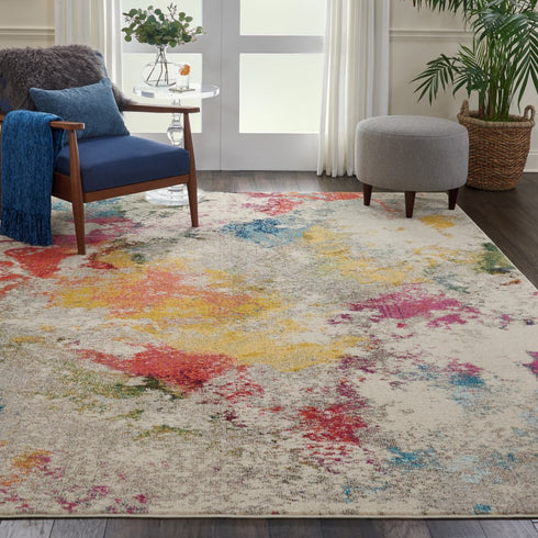 8' X 11' Ivory Abstract Power Loom Area Rug
