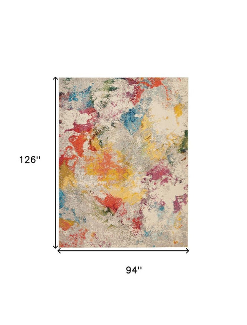 8' X 11' Ivory Abstract Power Loom Area Rug