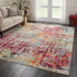 8' X 11' Ivory Pink and Orange Abstract Distressed Non Skid Area Rug