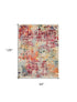 8' X 11' Ivory Pink and Orange Abstract Distressed Non Skid Area Rug