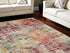 8' X 11' Ivory Pink and Orange Abstract Distressed Non Skid Area Rug