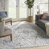 8' X 10' Gray Beige And Blue Floral Medallion Area Rug