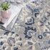8' X 10' Gray Beige And Blue Floral Medallion Area Rug