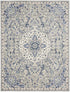 8' X 10' Gray Beige And Blue Floral Medallion Area Rug