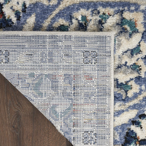 8' X 10' Gray Beige And Blue Floral Medallion Area Rug