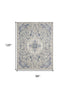 8' X 10' Gray Beige And Blue Floral Medallion Area Rug