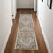 8' Ivory Green and Gray Floral Runner Rug