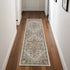 8' Ivory Green and Gray Floral Runner Rug