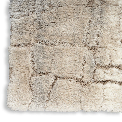 8' X 10' Beige Ivory and Gray Abstract Shag Area Rug
