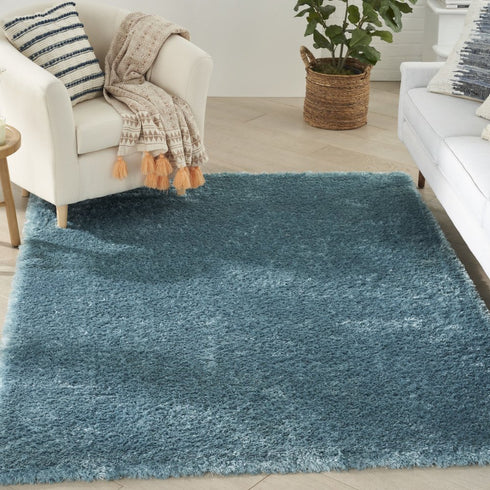 8' X 10' Aqua Shag Area Rug