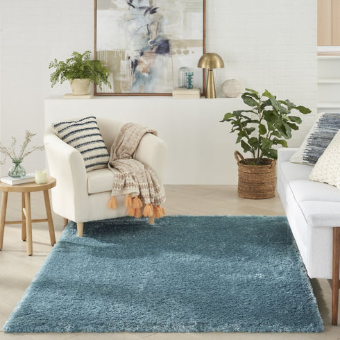 8' X 10' Aqua Shag Area Rug