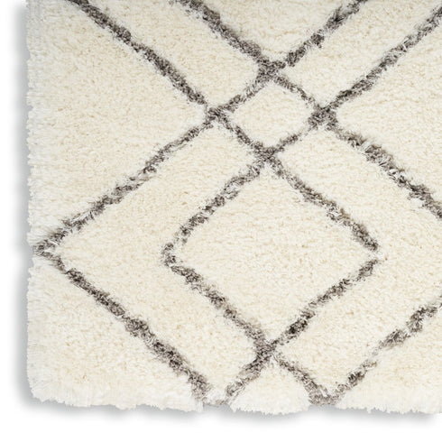 8' X 10' Ivory and Gray Geometric Shag Area Rug