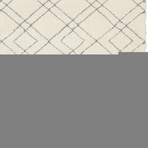 8' X 10' Ivory and Gray Geometric Shag Area Rug