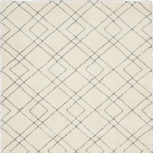 8' X 10' Ivory and Gray Geometric Shag Area Rug